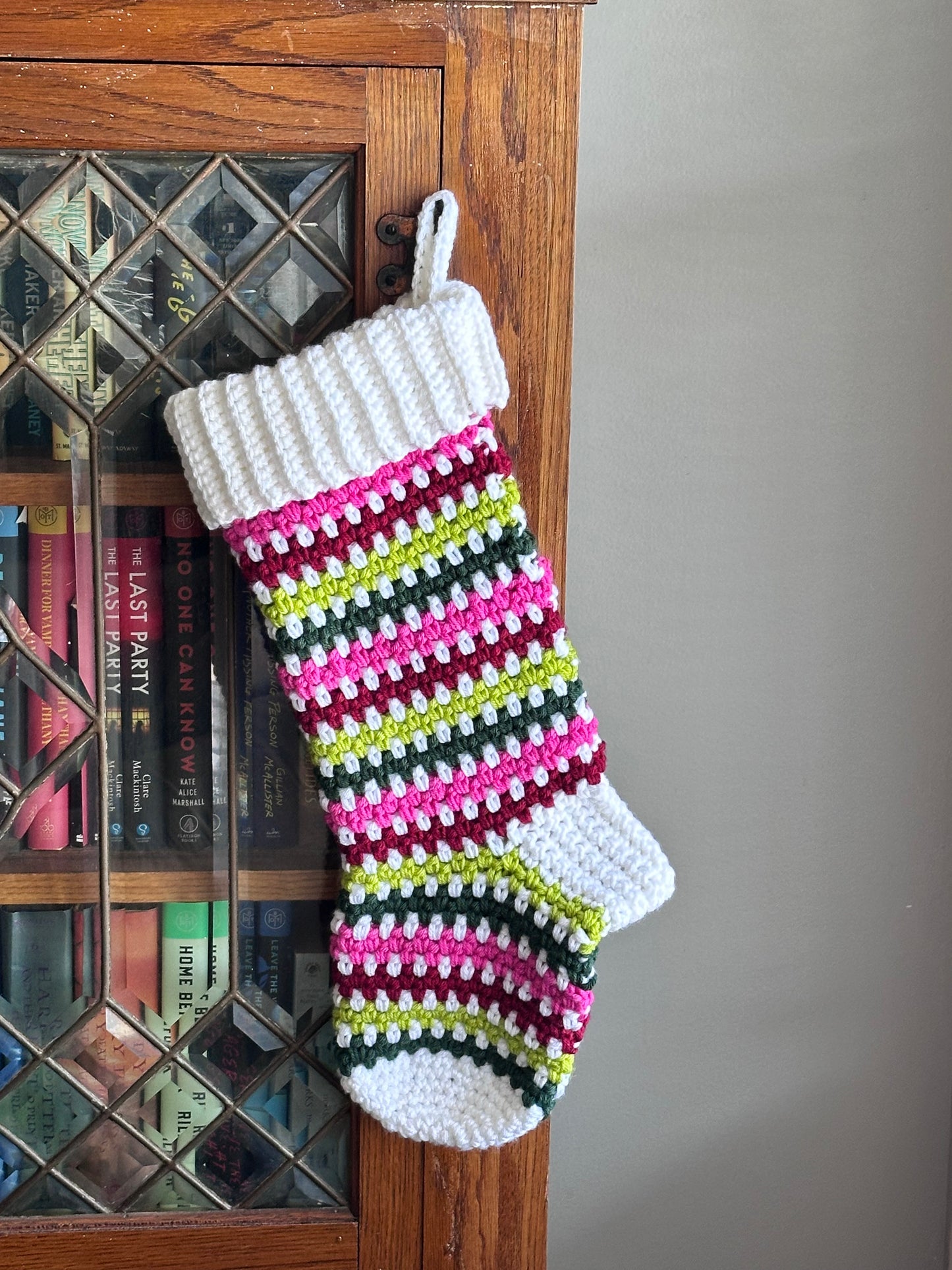 Handmade Crochet Christmas Stocking - Colorful Striped Holiday Decor