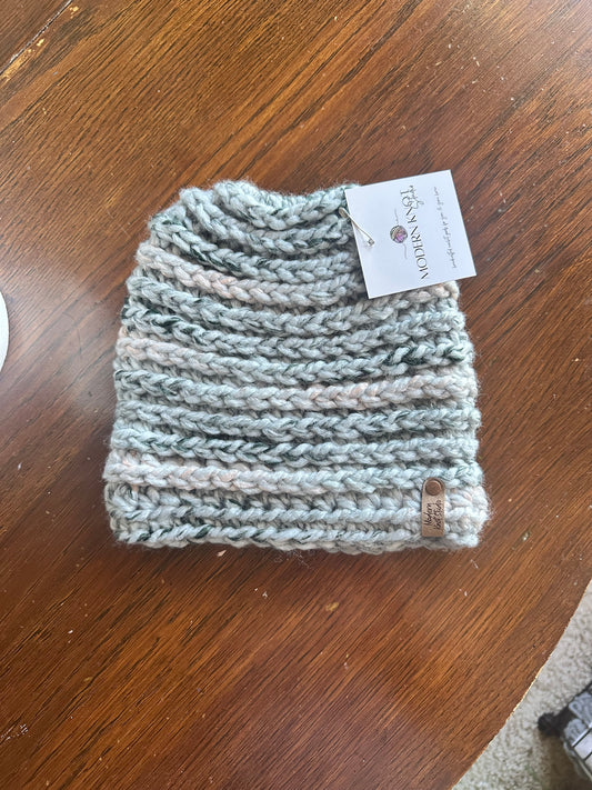 Arctic Ice PNW Messy Bun Beanie