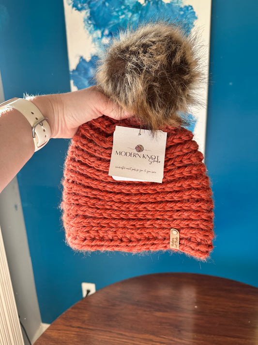 Ready to Ship - Child Beanie - Rust Orange