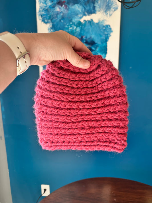 Ready to Ship - Child Beanie - Raspberry